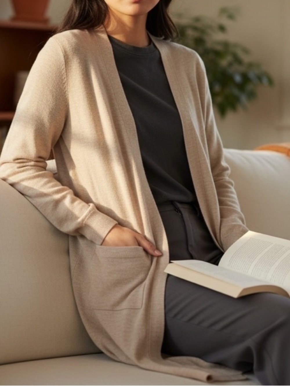 Max Studio Tan Long Cardigan